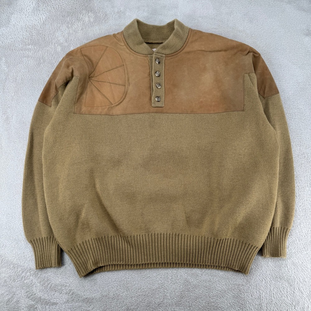 Filson Mens XL Tan Wool Shooting Sweater Style 711 Preowned USA Made